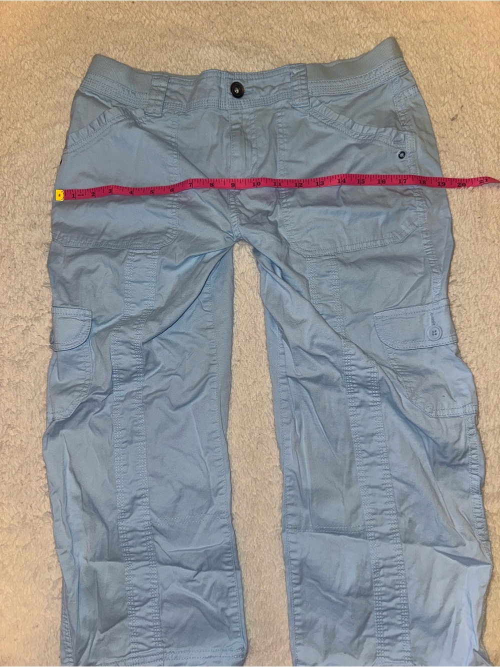 Style & Co Baby Blue Cargo Capri Pants Y2K Utility 🌸🩵 - Picture 5 of 9
